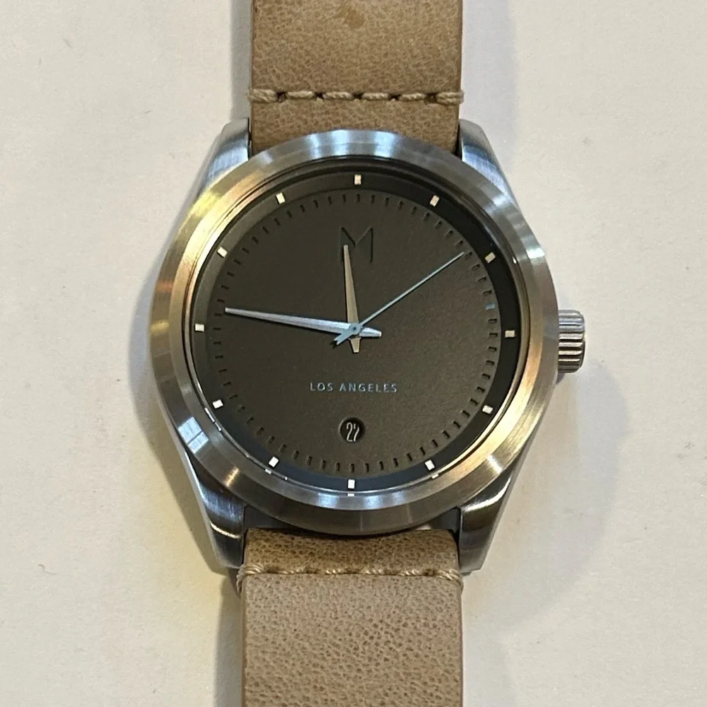 MVMT Watch With 39mm Black Face & Tan Leather Band